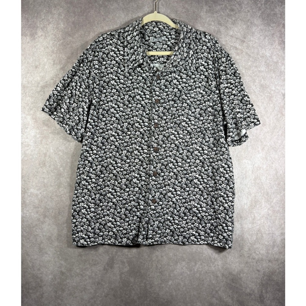Duluth Button Down Shirt Mens XL Black Un-Longtail Standard Fit Mushroom Clover